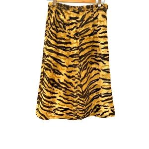 Vintage Faux Fur Animal Print Midi Skirt